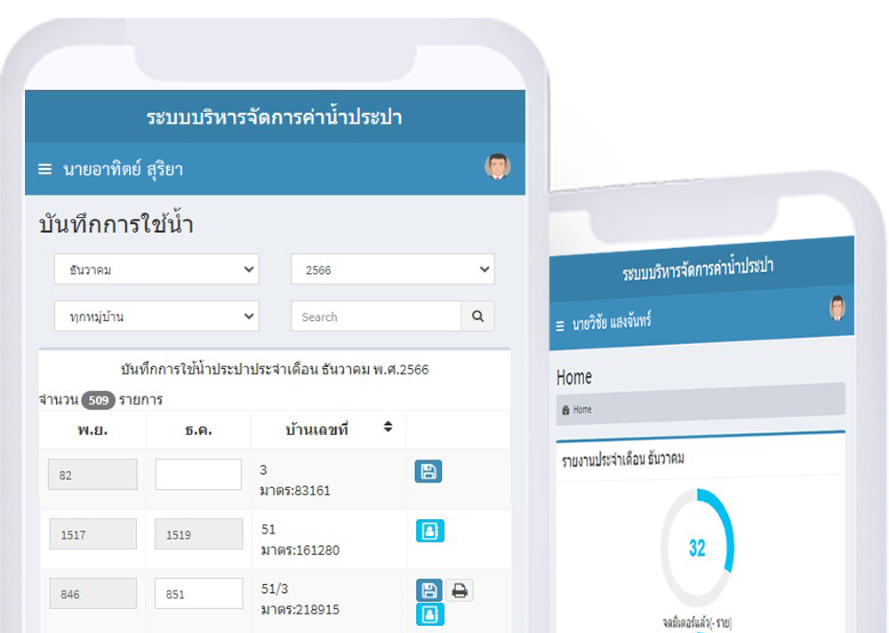 ระบบบริหารจัดการค่าน้ำประปา ทต.ผาเสวย